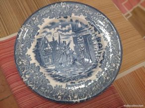 Antiques: Plato de postre de porcelana ironstone england, azul